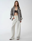 Old Money Style Linen Cut Scimitar Pants"Weiss Love Letter" - variant_title