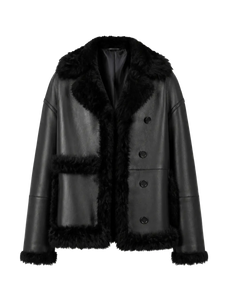 Oppenheimer black Toscana shearling leather coat product cutout