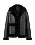 Oppenheimer black Toscana shearling leather coat product cutout