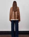 Oppenheimer brown Toscana shearling leather coat, full back view
