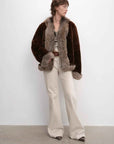 Paris pictorial Vintage two - tone fox fur collar soft otter fur jacket - variant_title