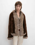 Paris pictorial Vintage two - tone fox fur collar soft otter fur jacket - variant_title