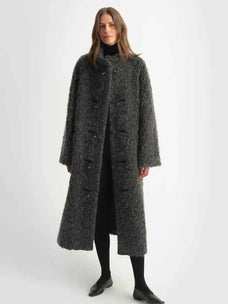 Parisian Affair circle long fur toggle coat product image 02