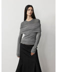 Personalized layered Tencel wool fake two - piece splicing one - shoulder versatile knitted top"Modern Tricks" - variant_title