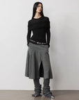 Personalized layered Tencel wool fake two - piece splicing one - shoulder versatile knitted top"Modern Tricks" - variant_title