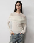 Personalized layered Tencel wool fake two - piece splicing one - shoulder versatile knitted top"Modern Tricks" - variant_title