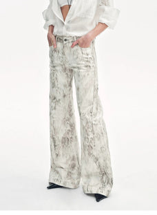 "Phantom" original snake print flared denim trousers - variant_title