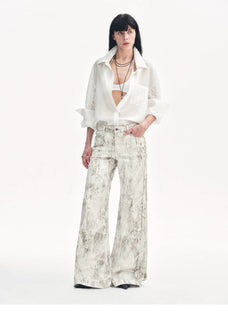 "Phantom" original snake print flared denim trousers - variant_title