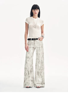 "Phantom" original snake print flared denim trousers - variant_title