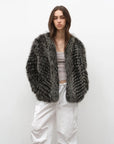 Polar Night Star Black and White fox fur coat, three-quarter model view