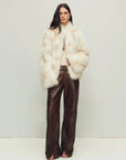 Polar Snow Apricot fox fur coat, full-length model view