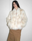 Polar Snow Casual Handmade Swoosh Printed Stand Up Lapel Fox Fur Coat - variant_title