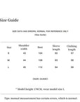 Polar Snow fox fur coat size guide for S, M and L