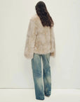 Polar Snow Light Beige fox fur coat, back model view