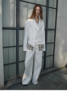 Practical personality linen draped trapezoidal jacket"Modern Past" - variant_title