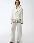 Practical personality linen draped trapezoidal jacket"Modern Past" - variant_title