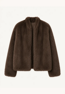 Practical Wearism mocha brown drop-shoulder Toscana sheepskin coat, front product view