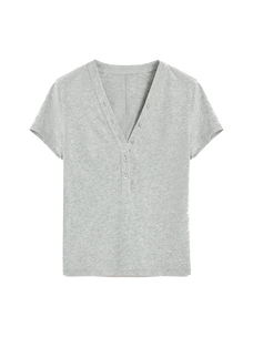 Firelady Fur Pure Fashion gray V-neck short sleeve Tencel wool top transparent product image