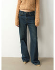 "Pure Flared" Japanese imported fabric Vintage retro washed loose flared jeans for women - variant_title