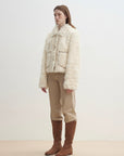 "Rachel" frost - smudged two - tone sheepskin lapel coat - variant_title