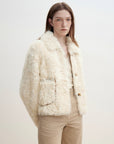 "Rachel" frost - smudged two - tone sheepskin lapel coat - variant_title