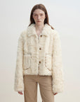 "Rachel" frost - smudged two - tone sheepskin lapel coat - variant_title
