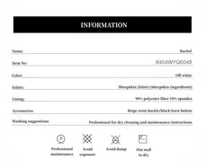 Rachel two-tone curly wool shearling coat product and care information
