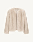 Reed Flower cherry blossom pink Finnish fox fur coat front view