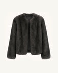 Reed Flower dark gray-green Finnish fox fur coat front product view