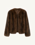 Reed Flower vintage brown Finnish fox fur coat front product view