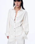 Refreshing breathable twill linen deconstructed silhouette old money style waist shirt top"Berlin Afternoon Tea" - variant_title