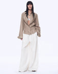 Refreshing breathable twill linen deconstructed silhouette old money style waist shirt top"Berlin Afternoon Tea" - variant_title
