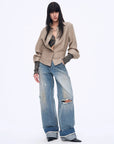 "Refreshing West Coast" Straight - Cut Selvedge Jeans with Smudged & Splashed Ink Detailing - variant_title