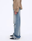 "Refreshing West Coast" Straight - Cut Selvedge Jeans with Smudged & Splashed Ink Detailing - variant_title