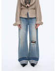 "Refreshing West Coast" Straight - Cut Selvedge Jeans with Smudged & Splashed Ink Detailing - variant_title