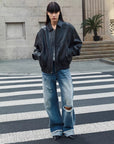 "Refreshing West Coast" Straight - Cut Selvedge Jeans with Smudged & Splashed Ink Detailing - variant_title