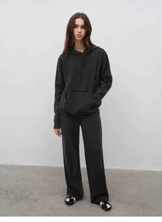 "Relaxed Encounter" Stylish Casual Sports Wool Knit Hoodie and Straight - Leg Leisure Pants Set - variant_title