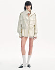 "Relaxed Toning" Lightly Coated Drawstring Waisted Outerwear Summer - variant_title