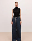 "Retro Blues" fashionable high waist pleated design washed casual wide leg jeans for women - variant_title