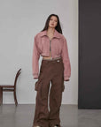 Retro Classic Stand Up Sheep Leather Short Jacket "Witch Game" - variant_title