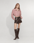 Retro Classic Stand Up Sheep Leather Short Jacket "Witch Game"Firelady Fur