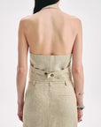Retro Linen V - neck Halter Vest and Fishtail Hip Skirt Set"Old Money Weekly" - variant_title