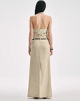 Retro Linen V - neck Halter Vest and Fishtail Hip Skirt Set"Old Money Weekly" - variant_title