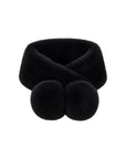 Black Rex rabbit fur magnetic scarf for women with double pom poms