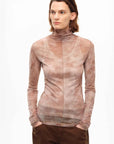 Rich Dusk mesh high collar bottoming shirt coffee front close view
