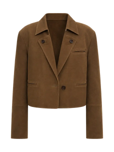 Stand Collar Suit Sheepskin Leather Short Jacket Roman Story - Dark Brown product cutout