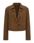 Stand Collar Suit Sheepskin Leather Short Jacket Roman Story - Dark Brown product cutout