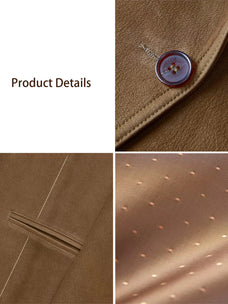 Stand Collar Suit Sheepskin Leather Short Jacket Roman Story - product details