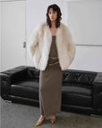 Romantic Nordic Agate Fox fur coat, full-length model view