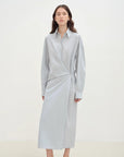 "Romantic Vibes" Cross - Placket Loose Long - Staple Cotton Shirt Dress - variant_title